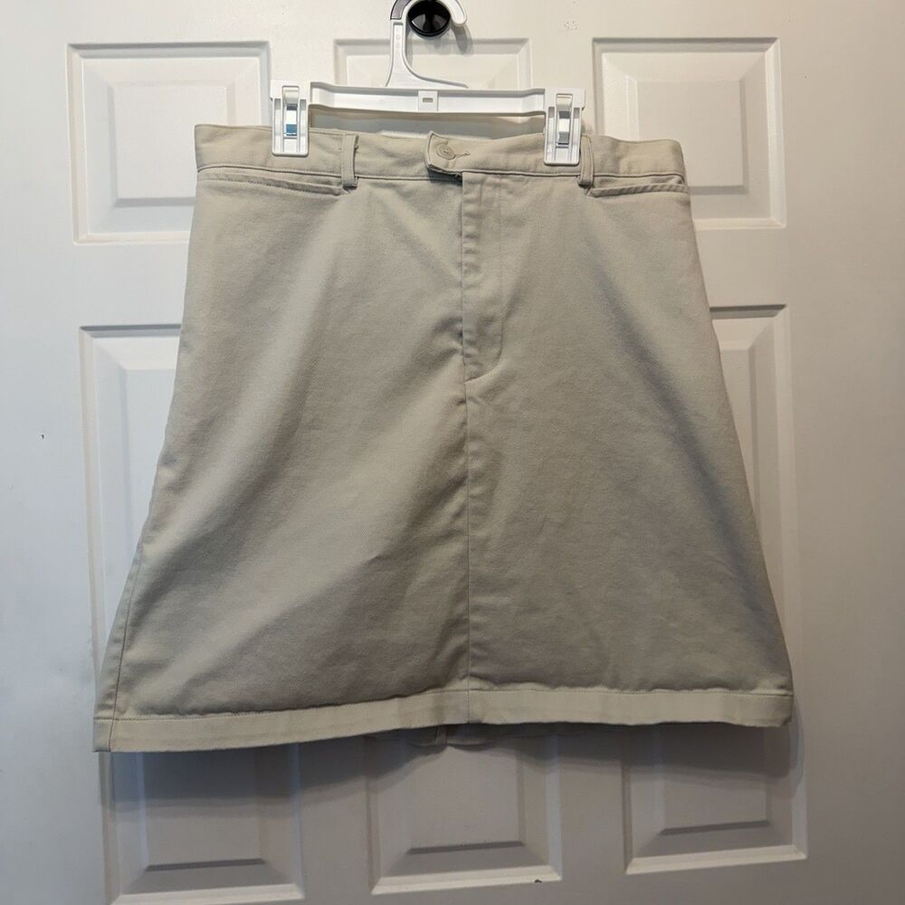 Dockers Women's Khaki Stretch Skirt Size 12 Beige Cotton Blend Casual Preppy